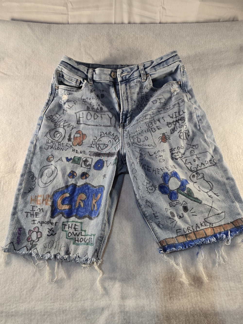 American Eagle Outfitters Light Blue Grafetti with Hand Drawn Accents Long